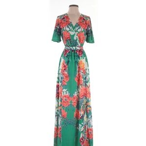 Lulus Green Wrap Maxi Dress NWT Size M